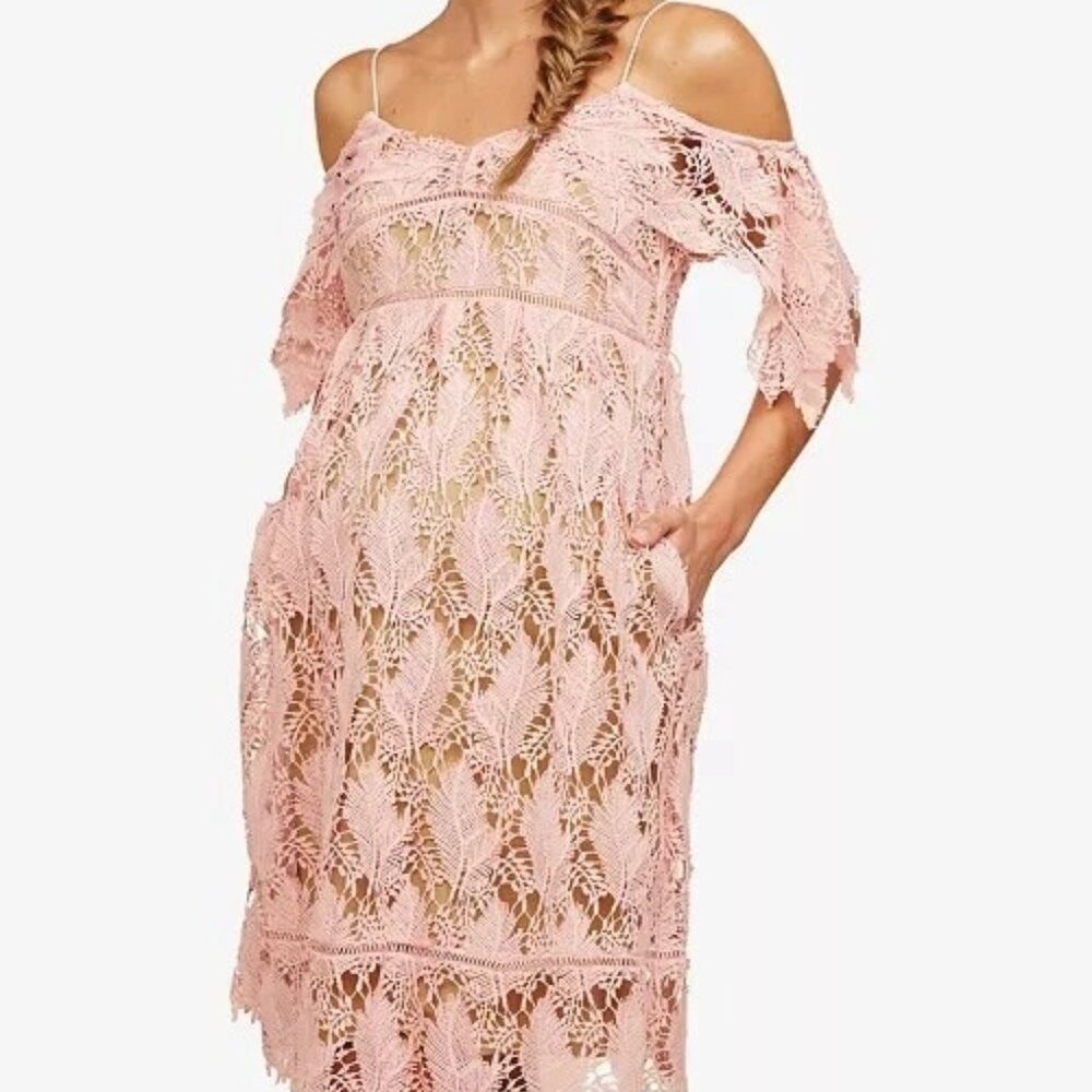 Motherhood Maternity Pink Lacey Dress, Small, Nwt